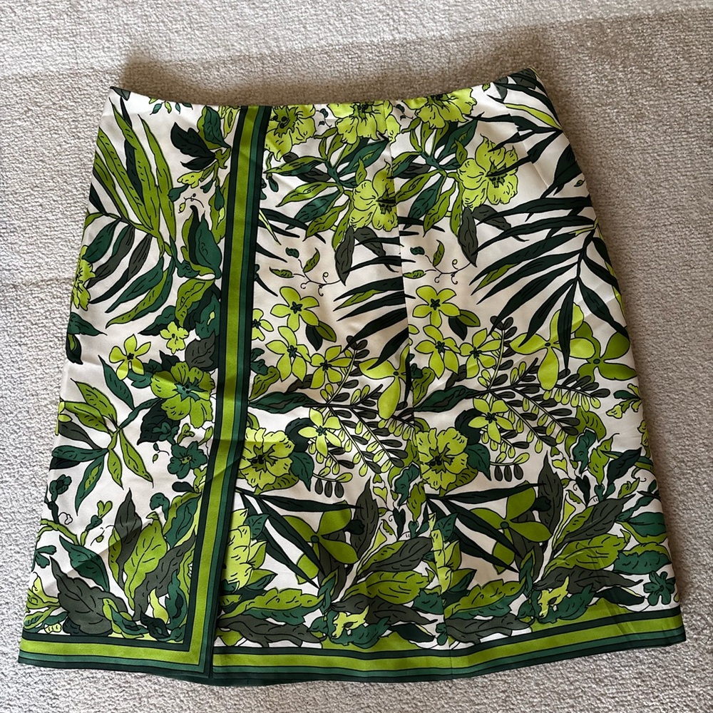 Vintage J. Crew Green Floral Skirt